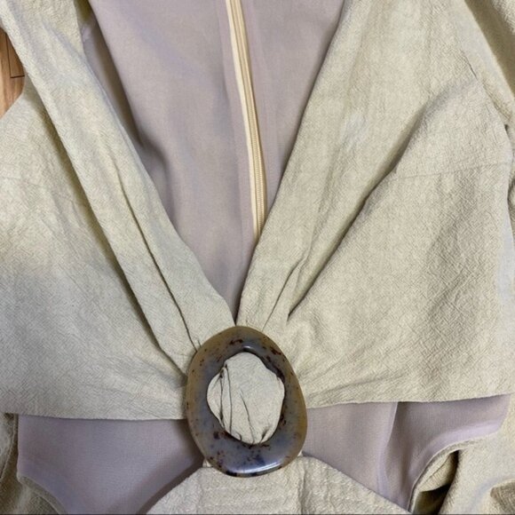 Nanushka Jumpsuit Amor Cut Out Cotton Twist On Waist  Deep V-Neck Yellow Small - Picture 8 of 11